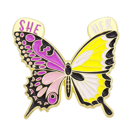 Butterfly Pronoun Pin