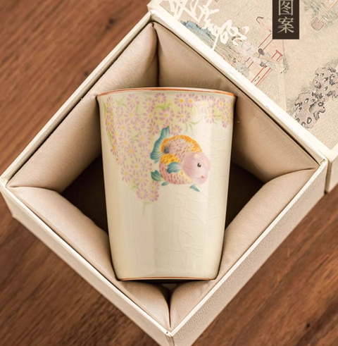 Pink Goldfish Ceramic Cup 250ml