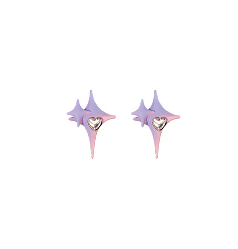 Purple Pink Star Stud Earring