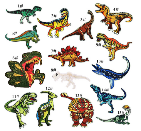 Scary Dinosuar Embroidered Badge Set