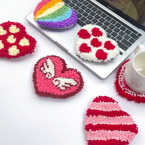 6 Set Heart Carpet Coasters DIY