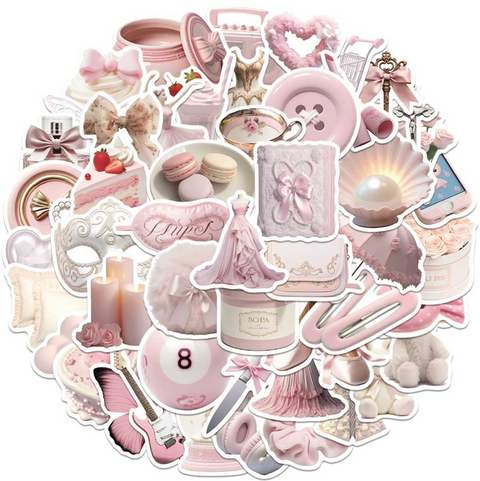 Pink Things PVC Sticker Pack 50pc