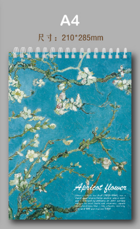 A4 Blue Flowers Top Spiral Sketchbook