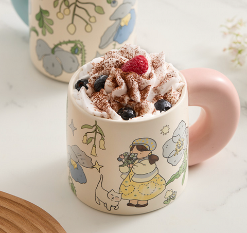 Cute Thick Handle Ceramic Mug 550ml