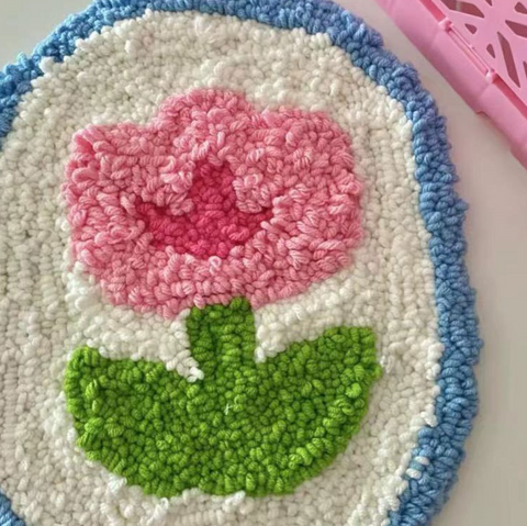 Pink Flower Carpet Coaster DIY