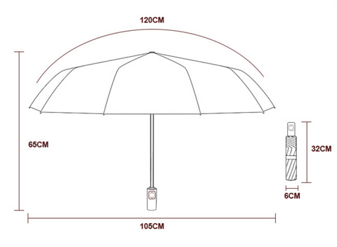 23" 12 Bone Long Foldable Umbrella
