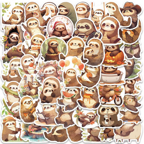 Sleepy Sloth PVC Sticker Pack 50pc