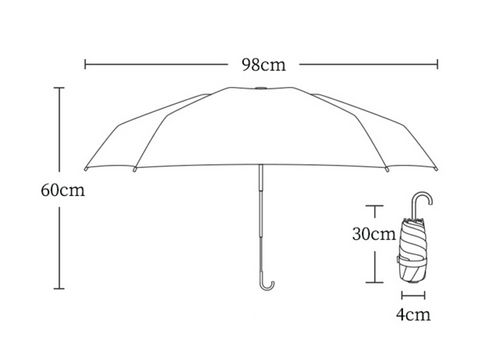 21" 8 Bone Curve Handle Foldable Umbrella