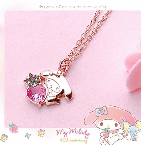 My Melody Strawberry Rose Gold Necklace