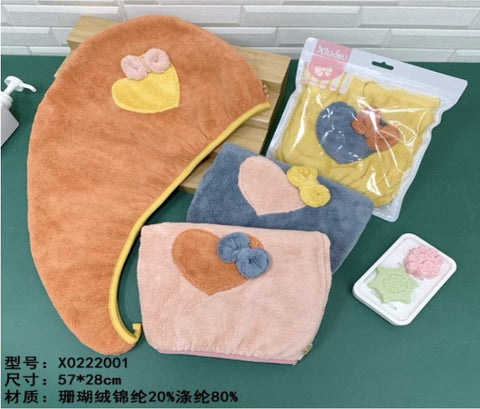 Heart Bow Hair Wrap Towel