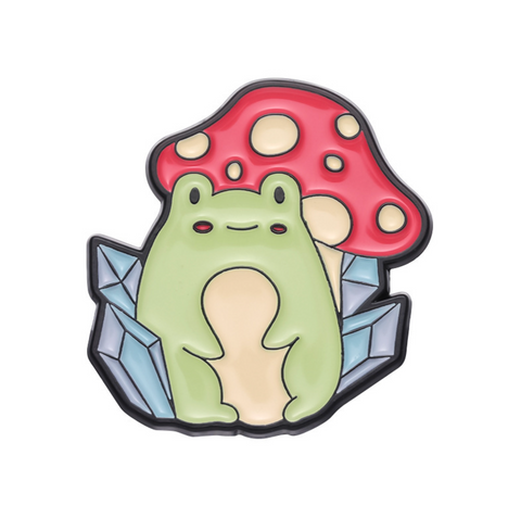 Gemstone Mushroom Frog Pin