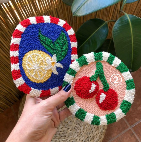 Small Cherry Carpet Coaster DIY