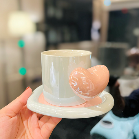 Heart Ceramic Cup and Saucer