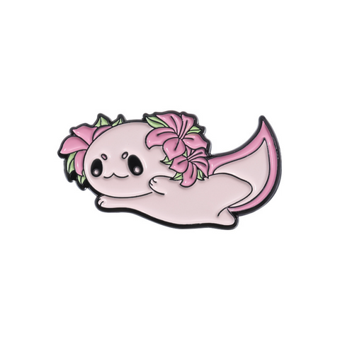 Pink Flower Axolotl Pin
