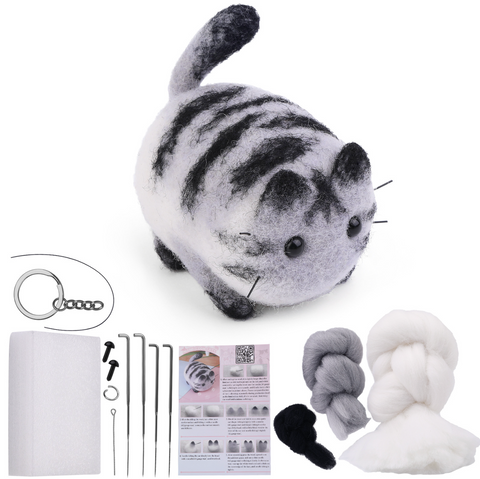 Striped Grey Tiger Kitty DIY Felt Set