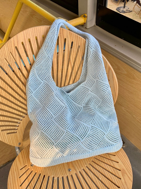 Diamond Stitch Knit Tote