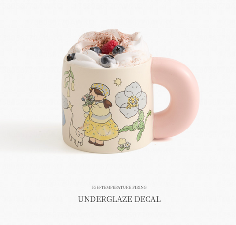 Cute Thick Handle Ceramic Mug 550ml