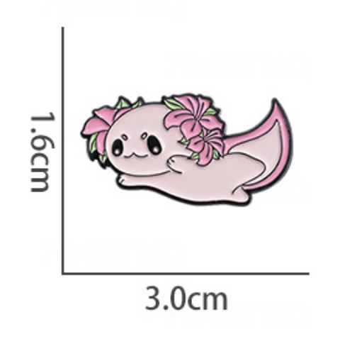 Flower Axolotl Pin
