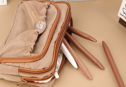 Beige Drawstring Pencil Case