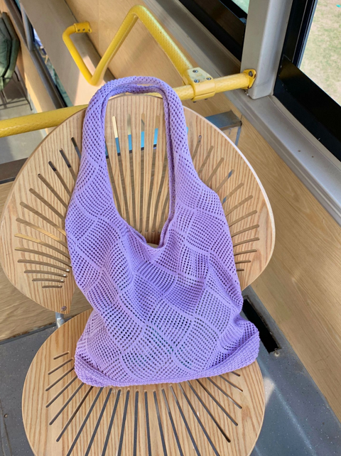 Diamond Stitch Knit Tote