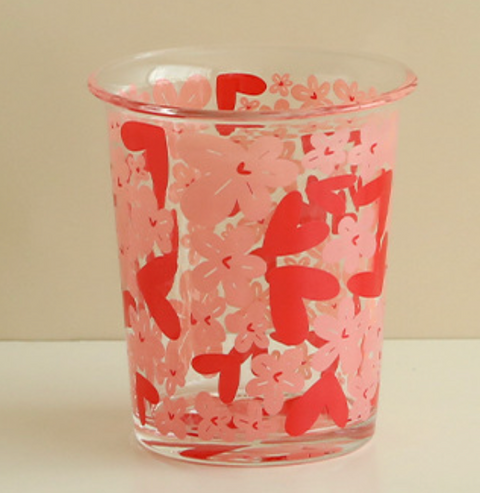 Floral Glass Lip Cup 350ml