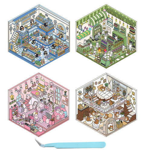 The Cat's Loft Cottage 3D Sticker Room