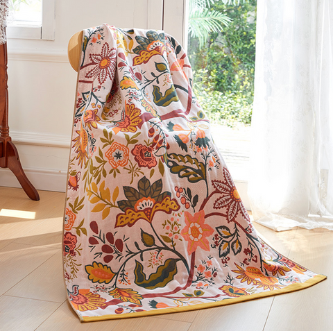 Autumn Flowers Cotton Towel Blanket 80*180cm