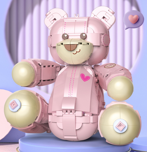 Cute Teddy Pink Bear Building Block