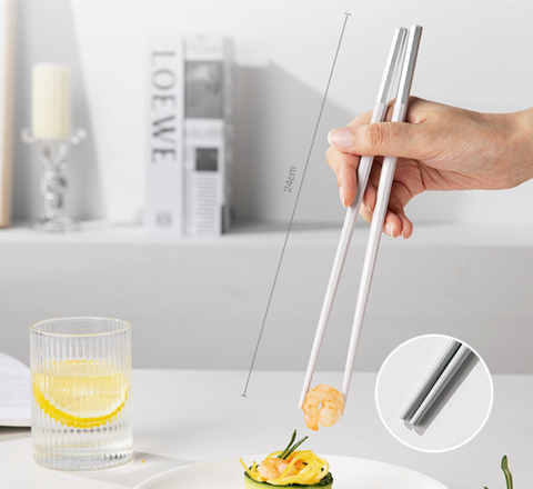 Silver Tip Alloy Chopstick 5 Set