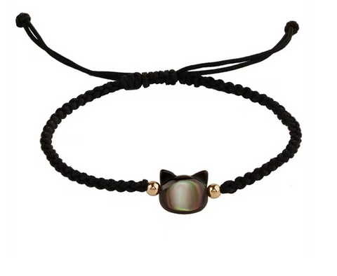 Cat Glass Bead Braided Bracelet