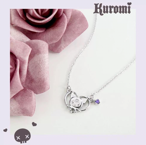 Kuromi Heart Silver Necklace
