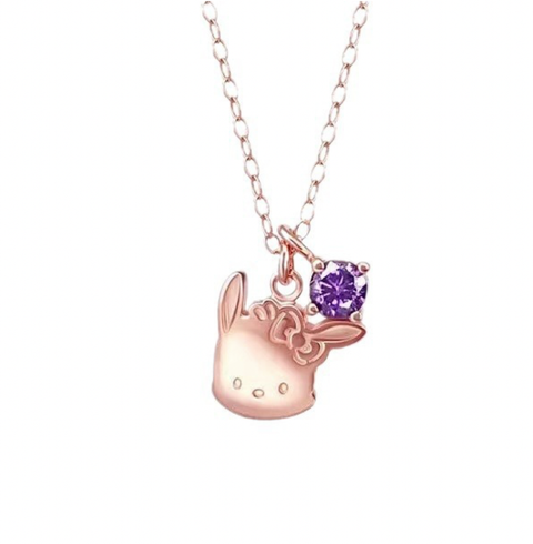 Pucchacho Purple Crystal Rose Gold Necklace