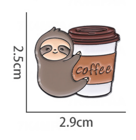 Sloth on Coffee Pin