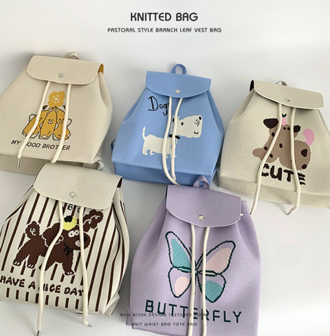 Knit Drawstring Backpack Small