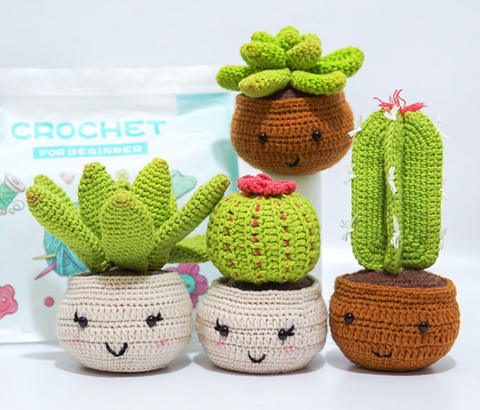 Set of 4 Large Cactus Crochet Kit