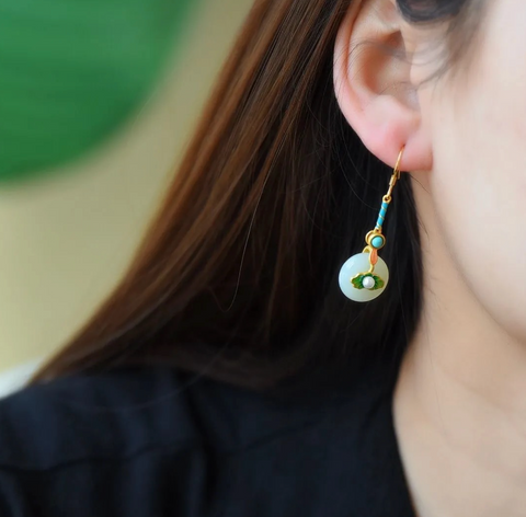 White Jade Leaf Earring