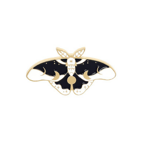Black White Luna Moth Pin