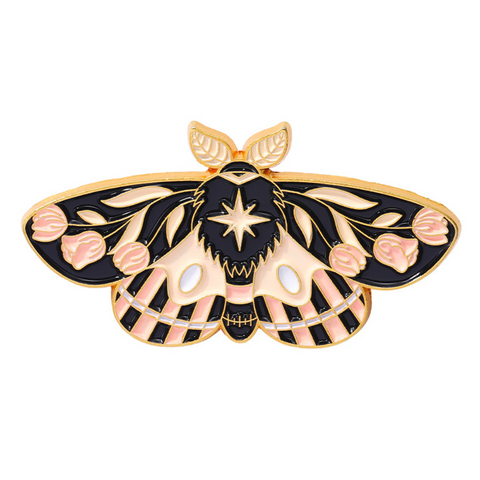 Pink Flower Moth Pin