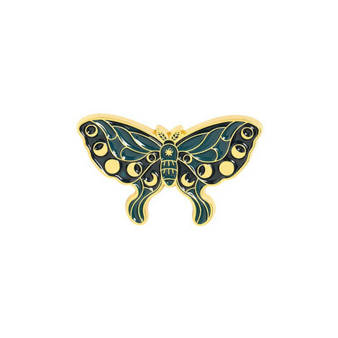 Dark Teal Luna Moth Pin