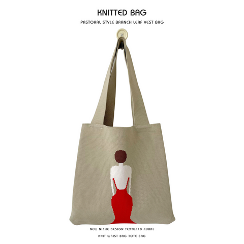 Red Dress Knitted Tote