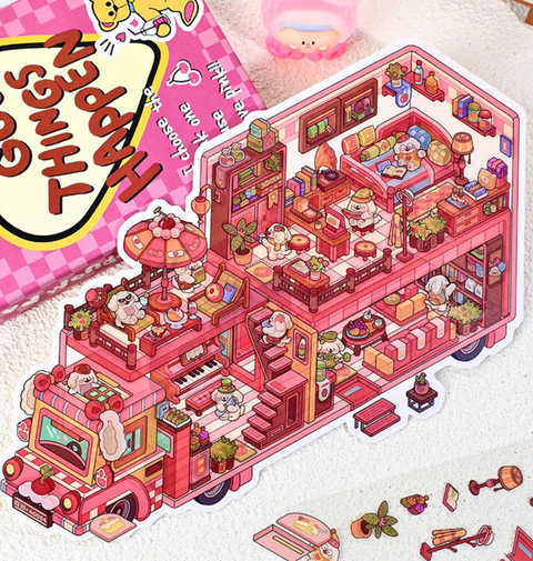 Puppy's Pink House 3D Sticker Room