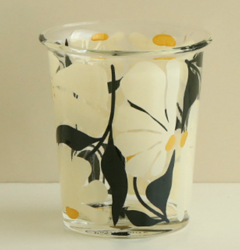 Floral Glass Lip Cup 350ml