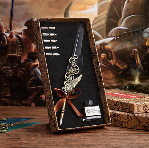 Black Feather Pen Wings 7 Piece Set