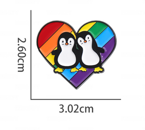Penguin Rainbow Pin