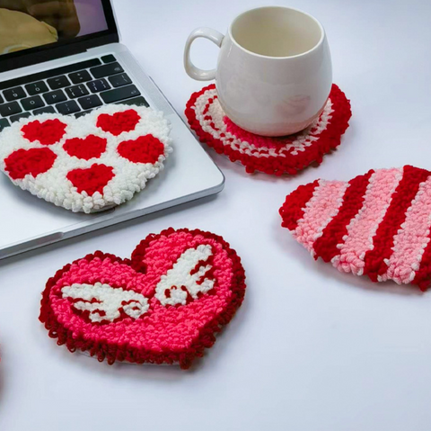 6 Set Heart Carpet Coasters DIY