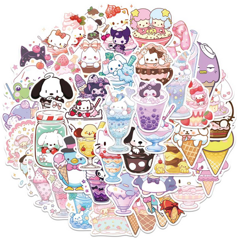 Sanrio Dessert PVC Sticker Pack 50pc