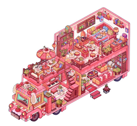 Puppy's Pink House 3D Sticker Room