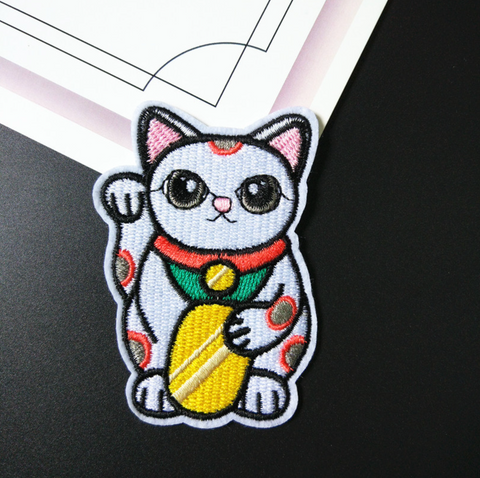 Lucky Cat Embroidered Badge Set