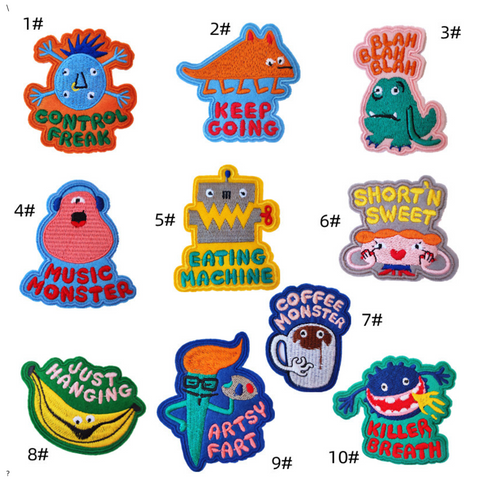 Coffee Monster Embroidered Badge Set