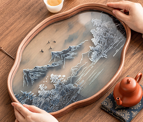 Mountains Clear Blue Tray